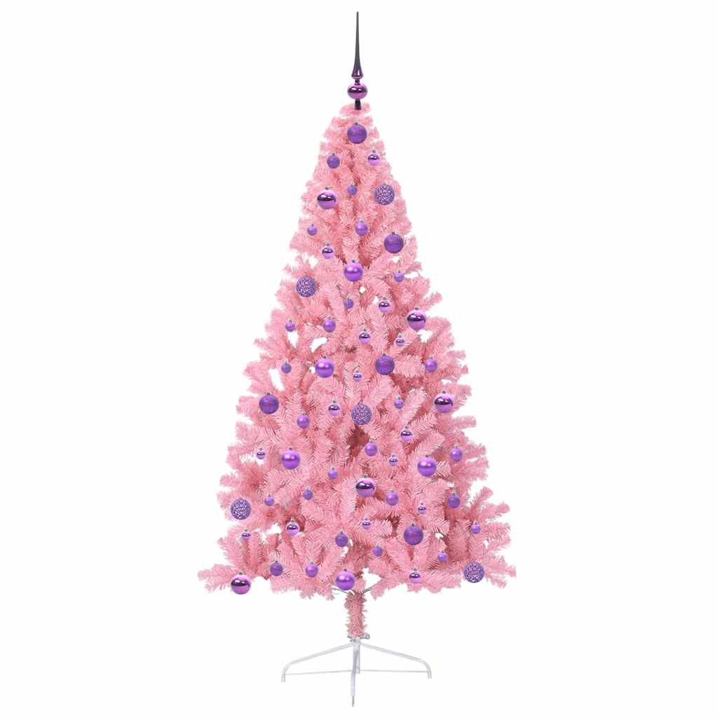 Kunstig Forhåndsopplyst Juletre Med 300 Led Rosa 180 Cm Pvc