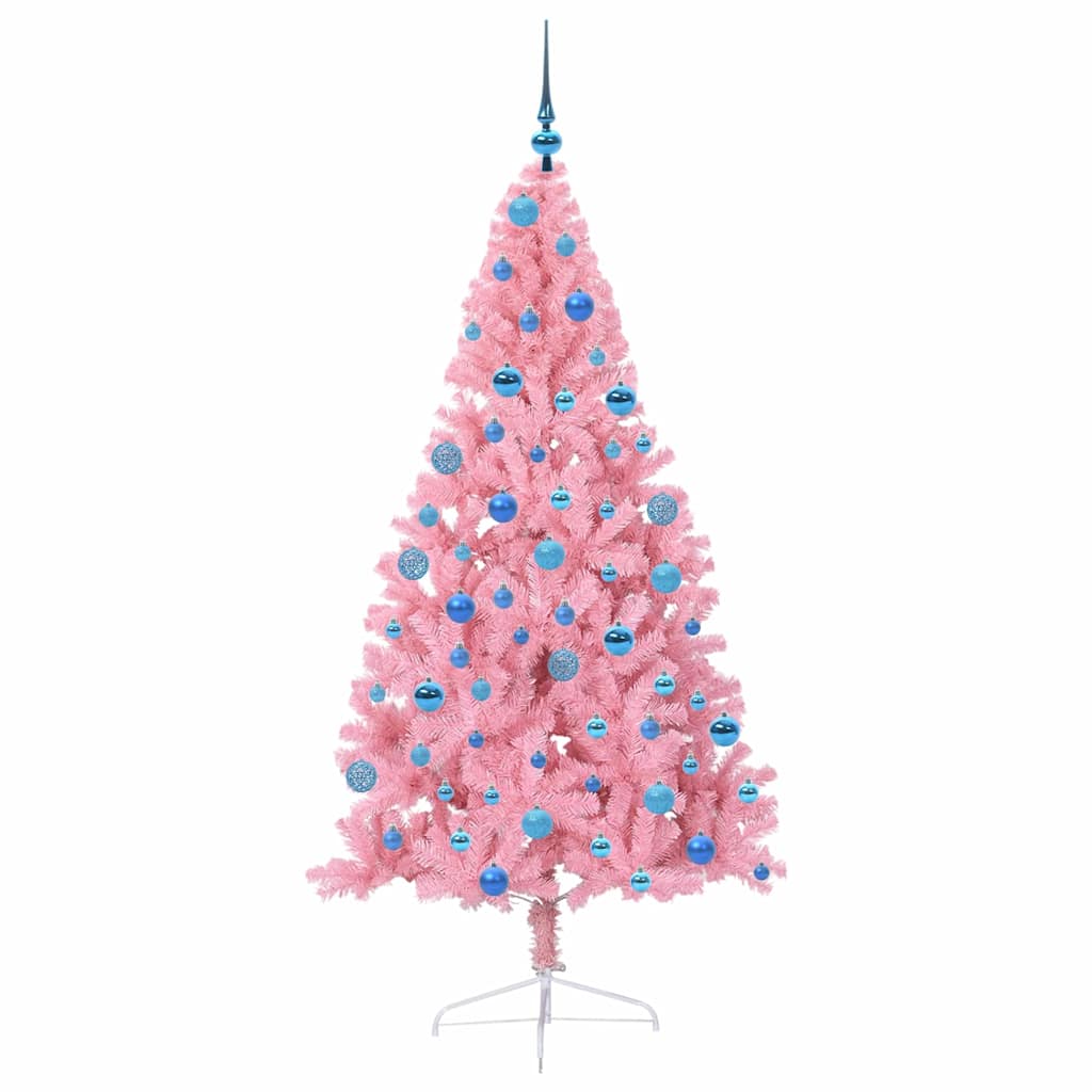 Kunstig Forhåndsopplyst Juletre Med 300 Led Rosa 180 Cm Pvc