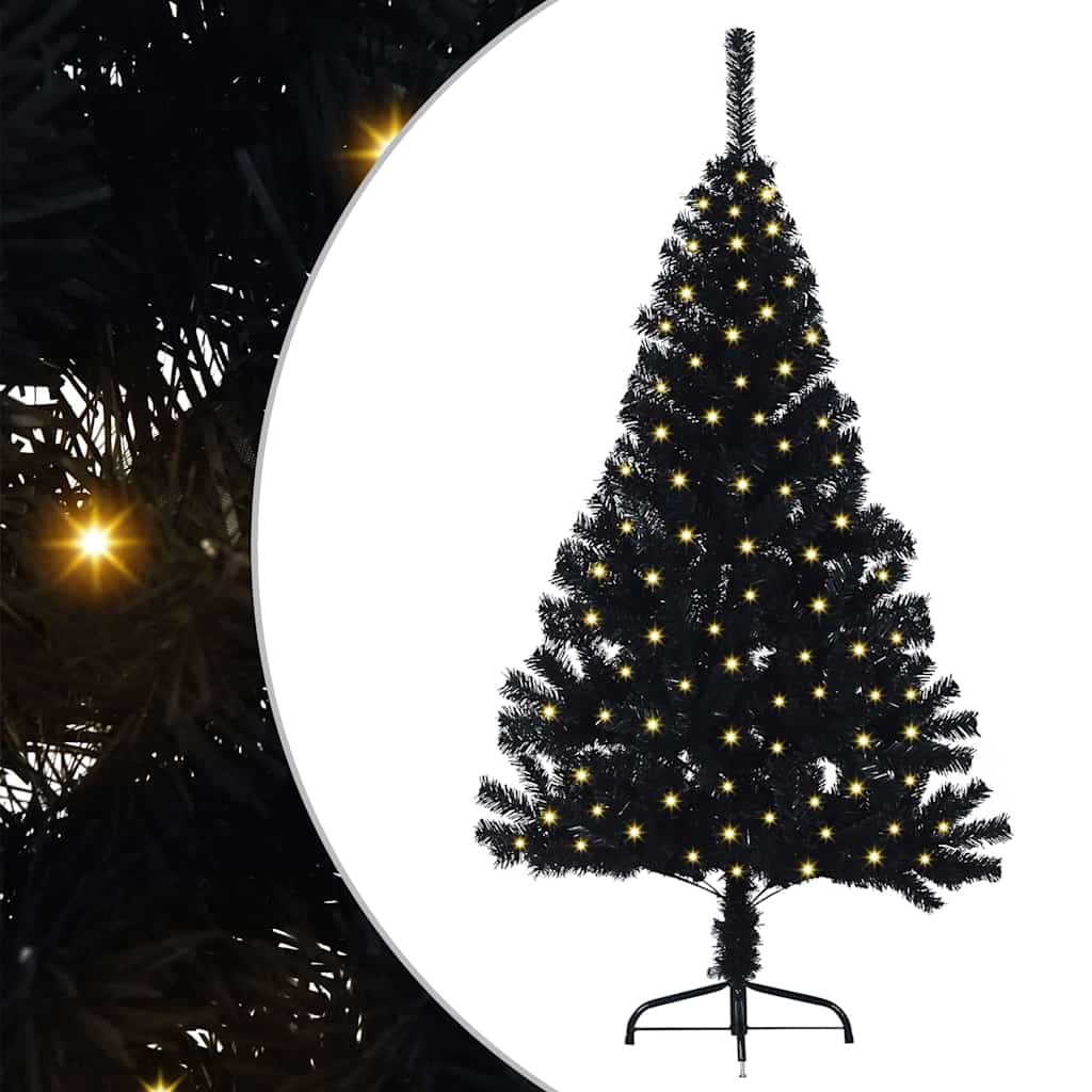 Kunstig Forhåndsopplyst Juletre Med 150 Led Svart 150 Cm Pvc