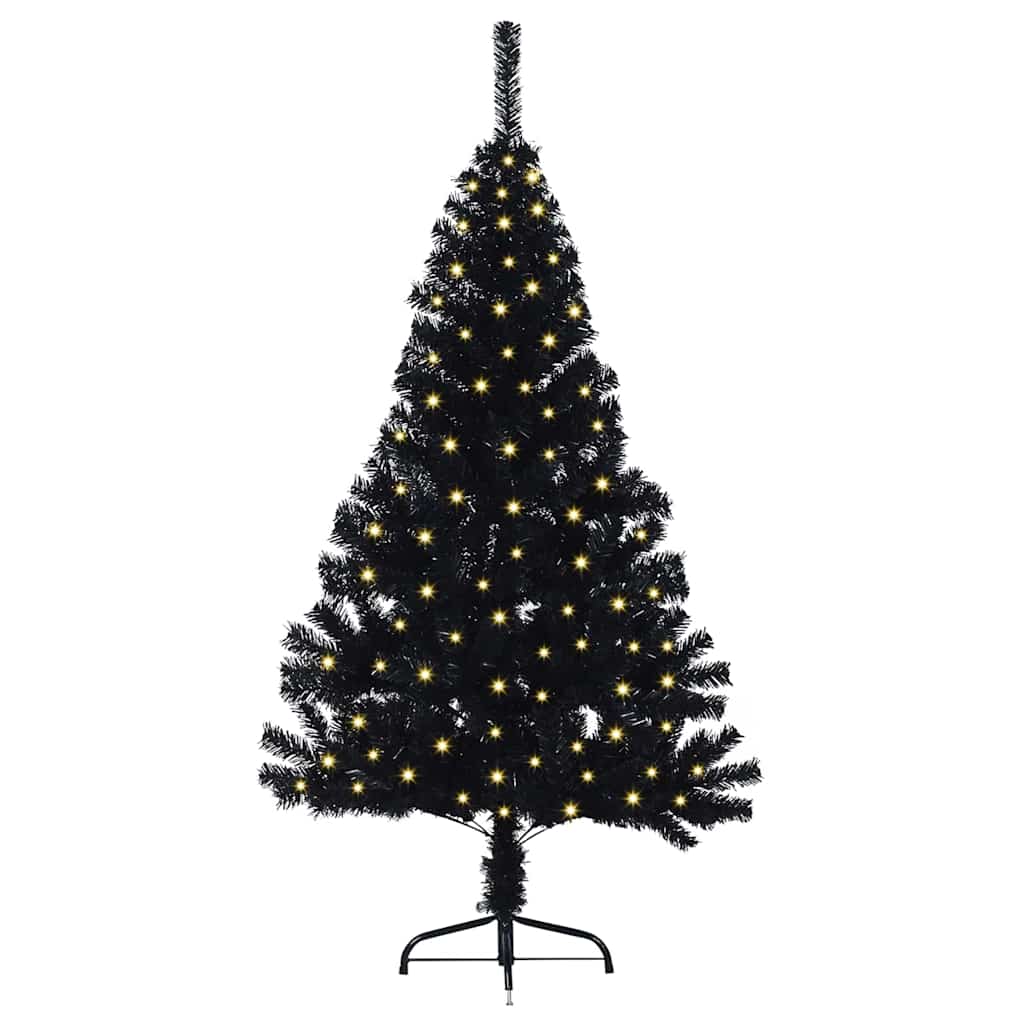 Kunstig Forhåndsopplyst Juletre Med 150 Led Svart 150 Cm Pvc