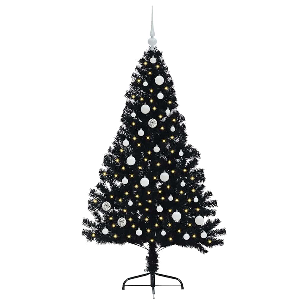 Kunstig Forhåndsopplyst Juletre Med 150 Led Svart 150 Cm Pvc