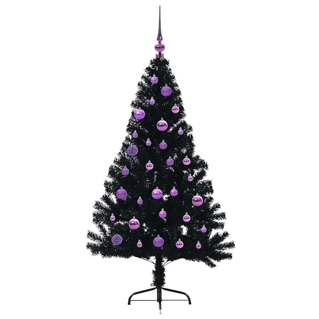 Kunstig Forhåndsopplyst Juletre Med 150 Led Svart 150 Cm Pvc