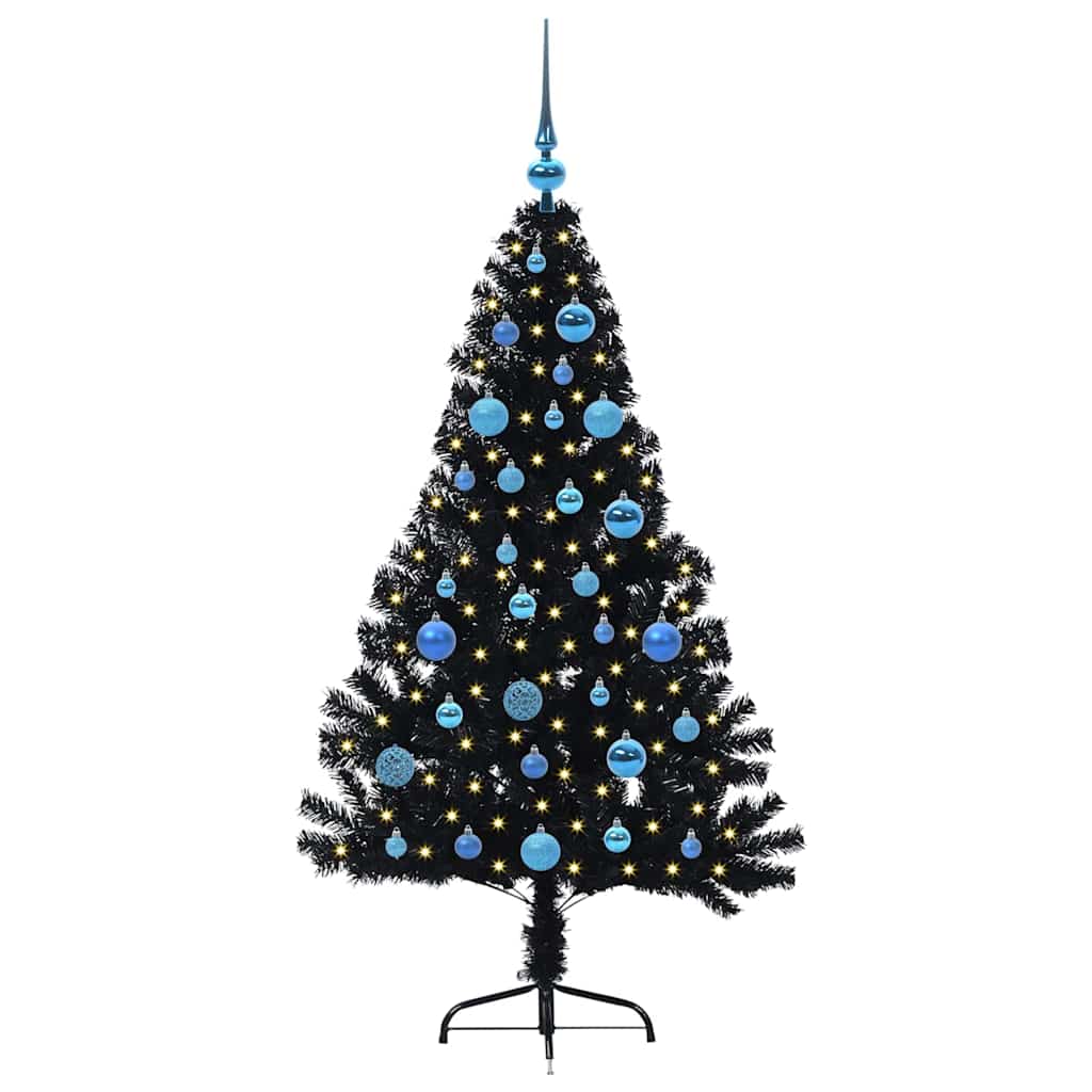 Kunstig Forhåndsopplyst Juletre Med 150 Led Svart 150 Cm Pvc