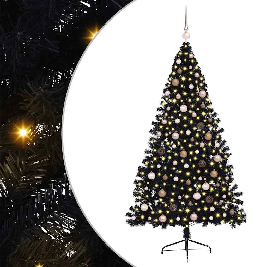 Kunstig Forhåndsopplyst Juletre Med 300 Led Svart 210 Cm Pvc