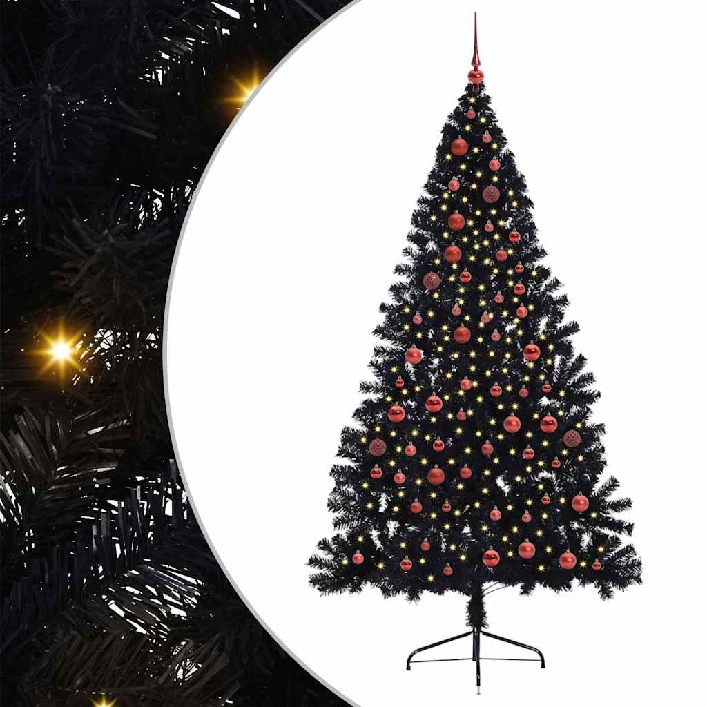 Kunstig Forhåndsopplyst Juletre Med 300 Led Svart 210 Cm Pvc