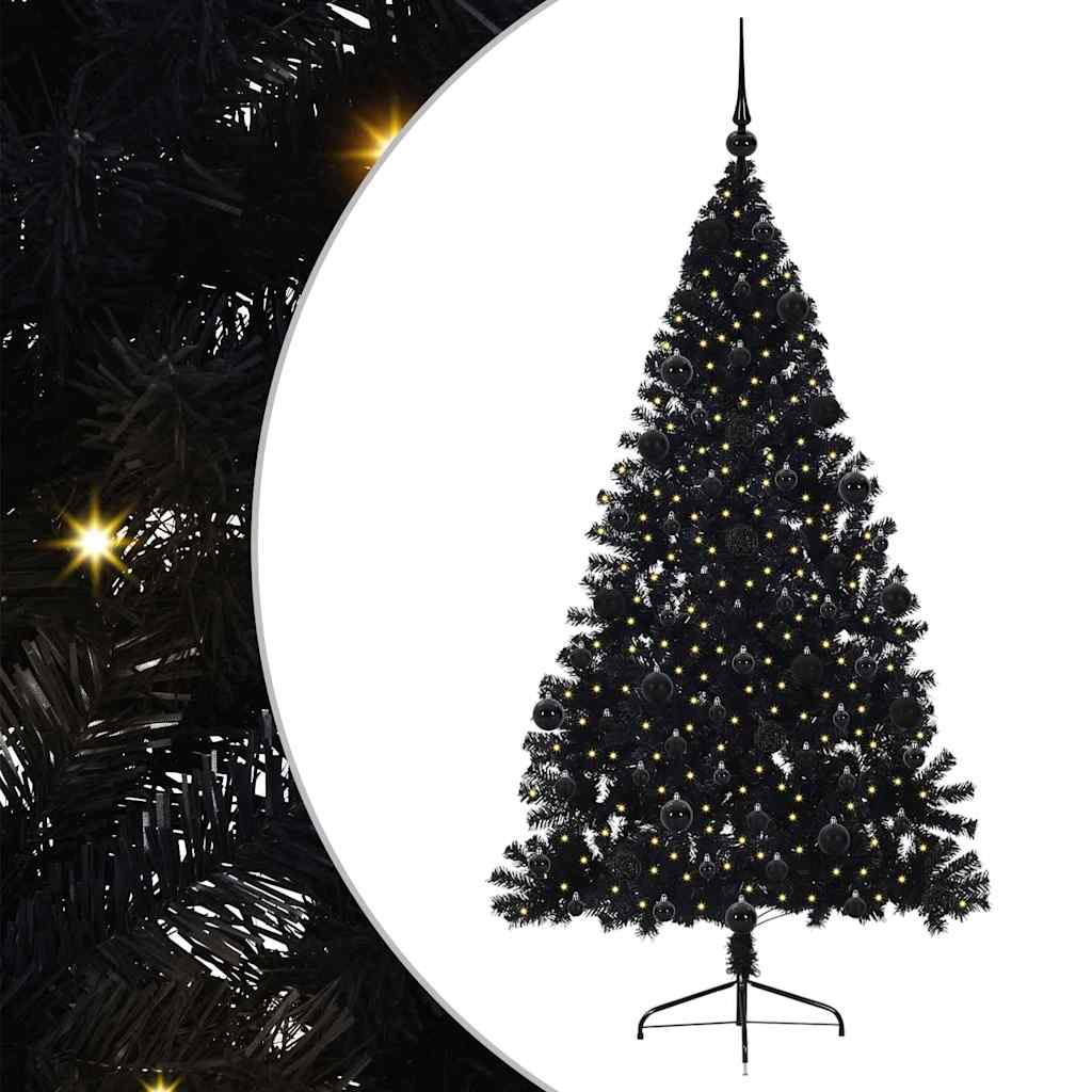Kunstig Forhåndsopplyst Juletre Med 300 Led Svart 210 Cm Pvc