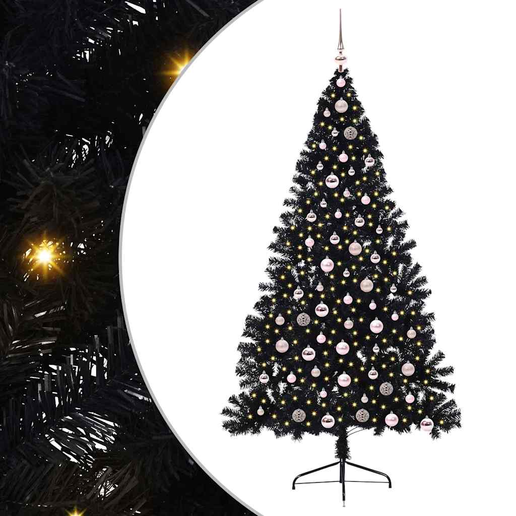 Kunstig Forhåndsopplyst Juletre Med 300 Led Svart 210 Cm Pvc
