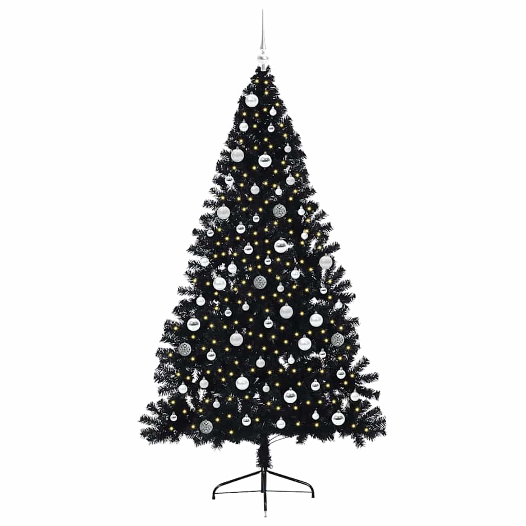 Kunstig Forhåndsopplyst Juletre Med 300 Led Svart 210 Cm Pvc