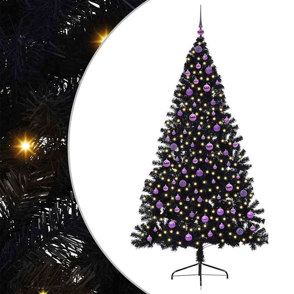 Kunstig Forhåndsopplyst Juletre Med 300 Led Svart 210 Cm Pvc