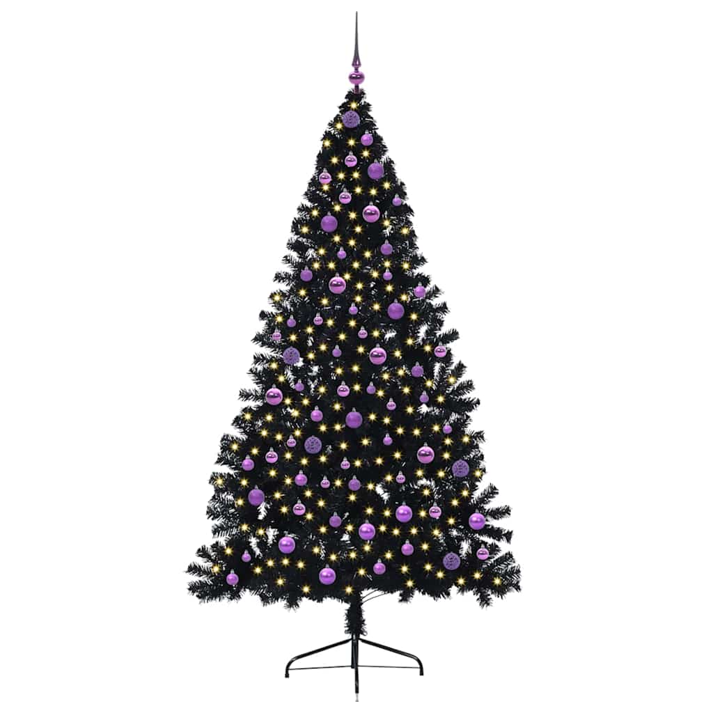 Kunstig Forhåndsopplyst Juletre Med 300 Led Svart 210 Cm Pvc