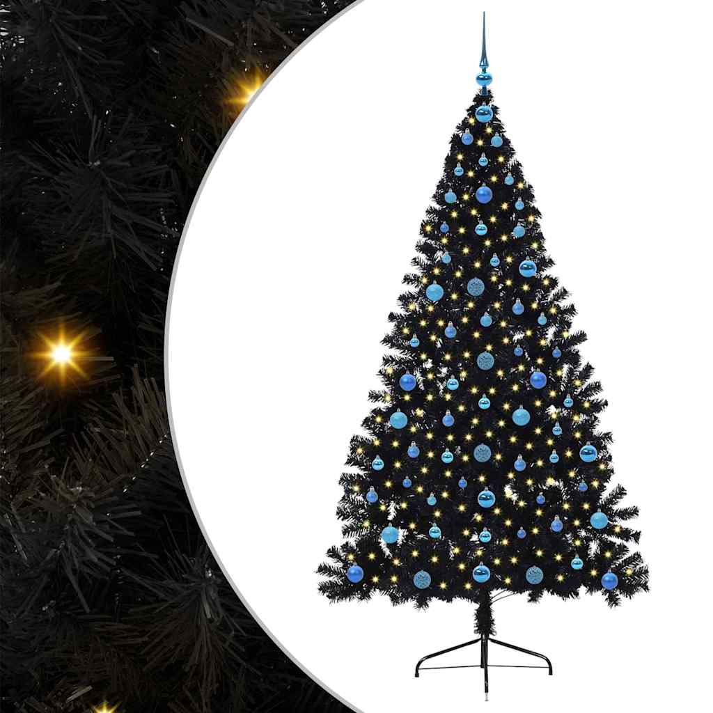 Kunstig Forhåndsopplyst Juletre Med 300 Led Svart 210 Cm Pvc