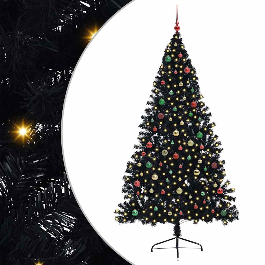 Kunstig Forhåndsopplyst Juletre Med 300 Led Svart 210 Cm Pvc