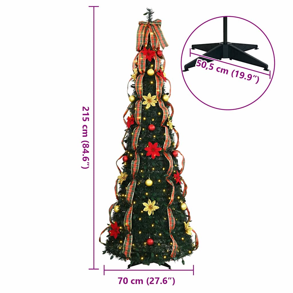 Kunstig Juletre Med 200 Led Med Stativ Grønn 210 Cm Pvc
