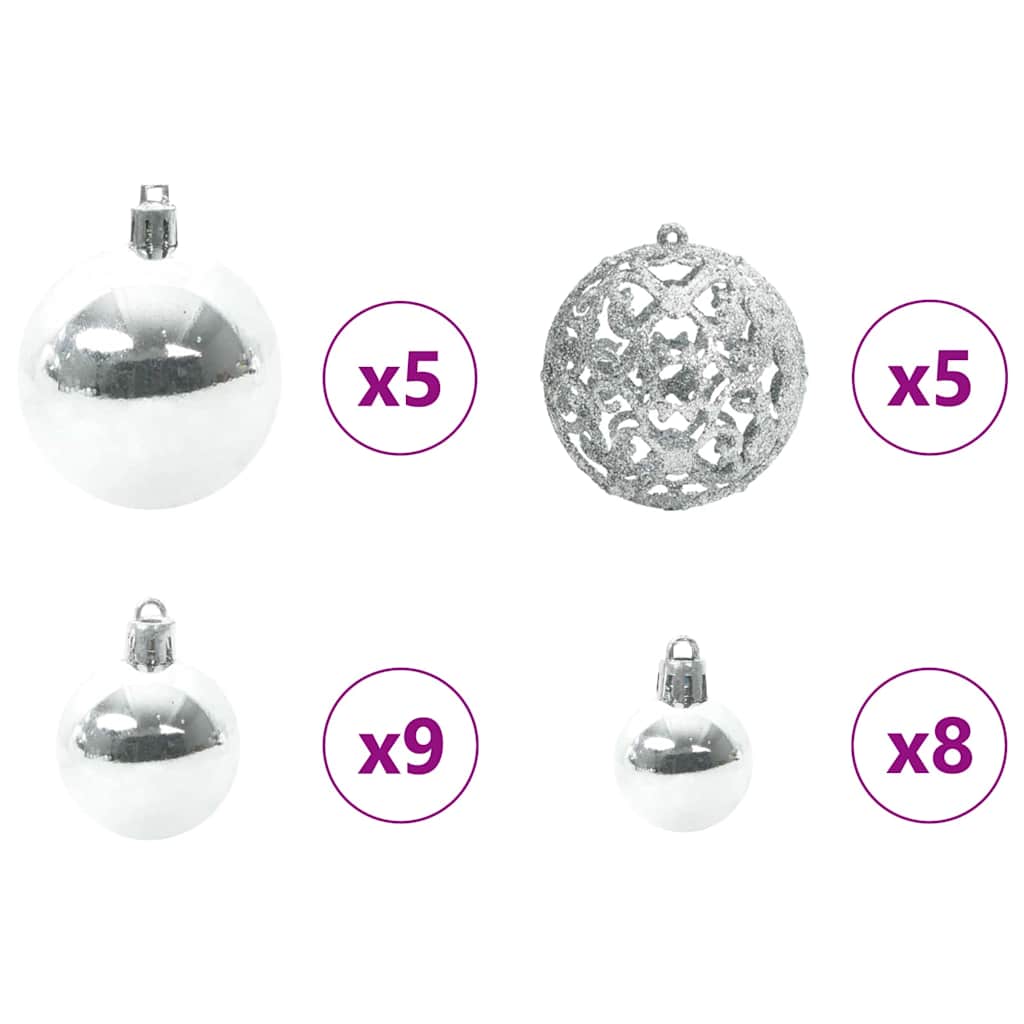 Kunstig Forhåndsbelyst Juletre Med Kule-Sett Grønn 120 Cm