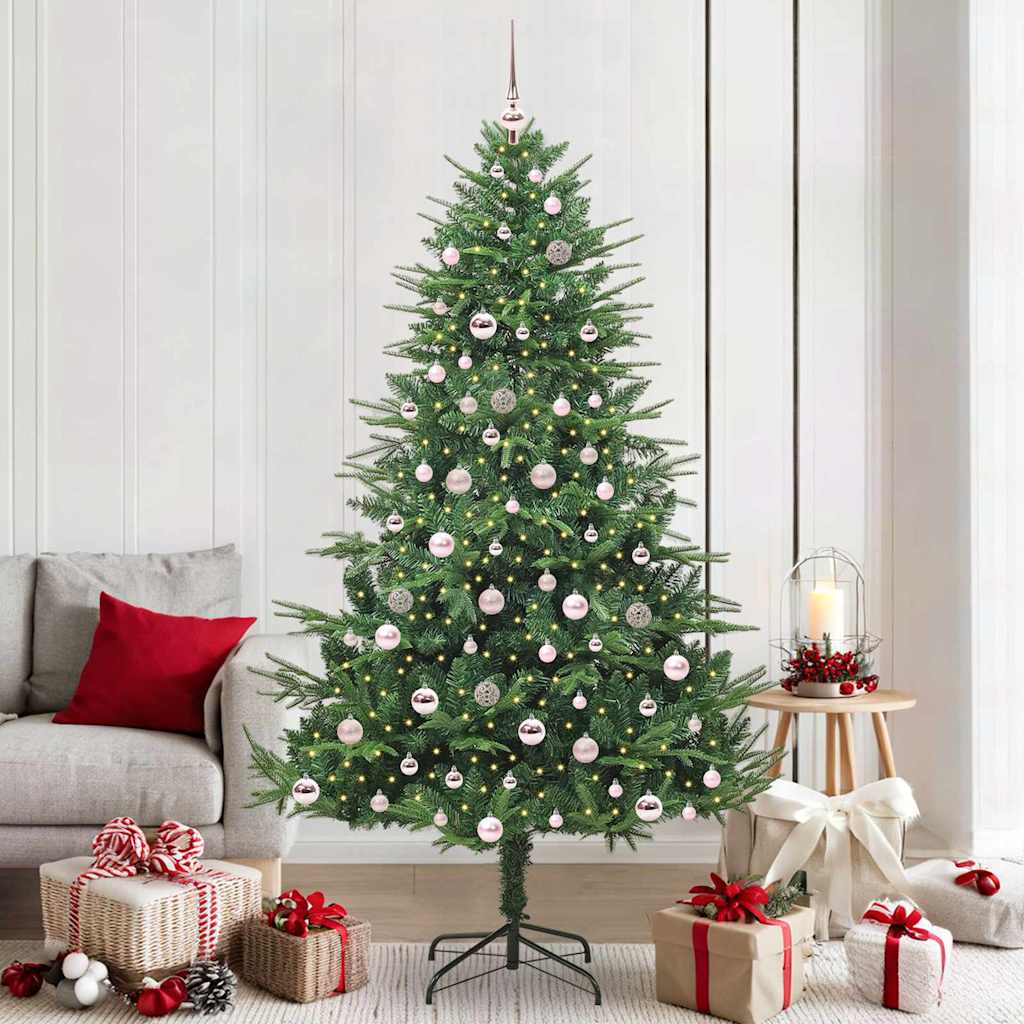Kunstig Forhåndsbelyst Juletre Med Kule-Sett Grønn 210 Cm