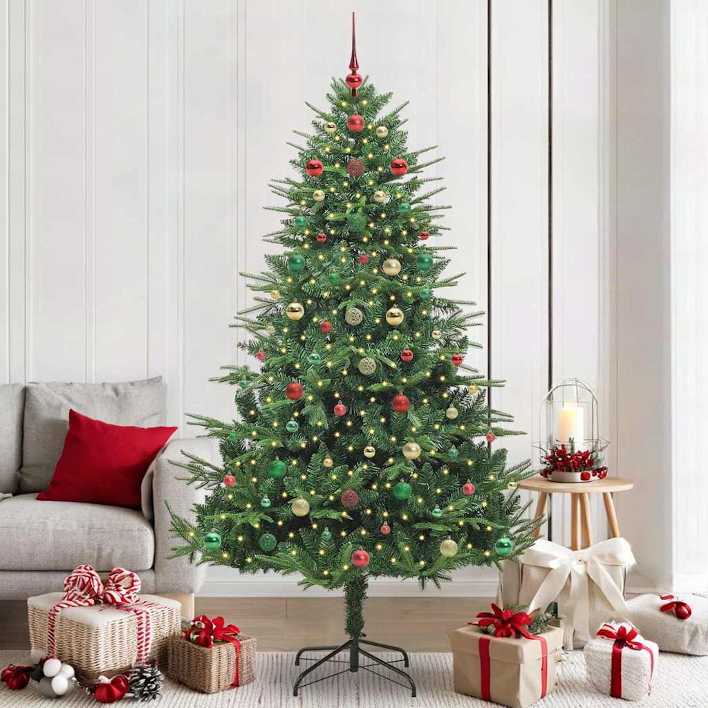 Kunstig Forhåndsbelyst Juletre Med Kule-Sett Grønn 210 Cm