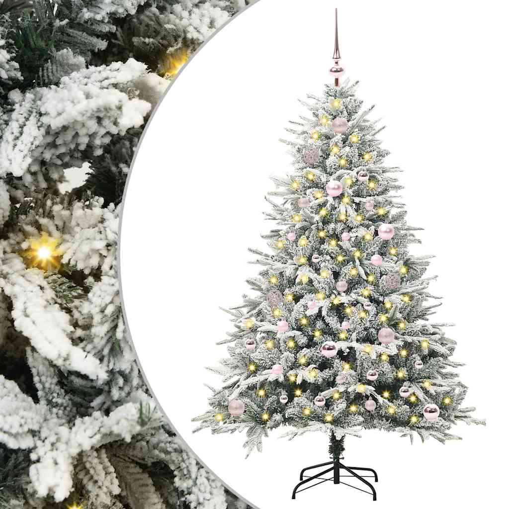Kunstig Forbelyst Juletre Med Kule Sett Grønn 150 Cm Pvc Og Pe