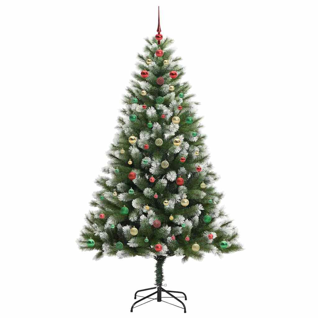 Kunstig Leddet Juletre Med Flocket Snø Grønn Og Hvit 180 Cm