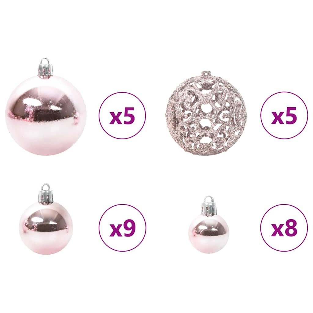 Opp-Ned Kunstig Forhåndsbelyst Juletre Med Kule Sett 150 Cm