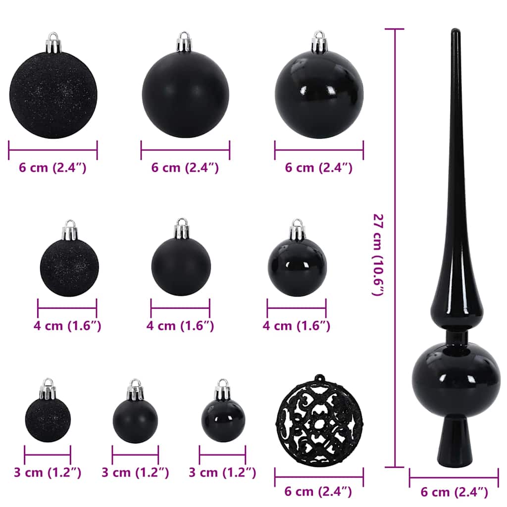 Julekule Sett Med 300 Led 120 Pcs Svart Plast