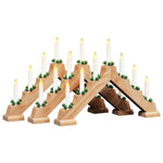 Juledlysbro Med 7 Led 3 Pcs Brun 39,5 X 5 X 29 Cm Massiv Furu