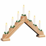 Juledlysbro Med 7 Led 3 Pcs Brun 39,5 X 5 X 29 Cm Massiv Furu