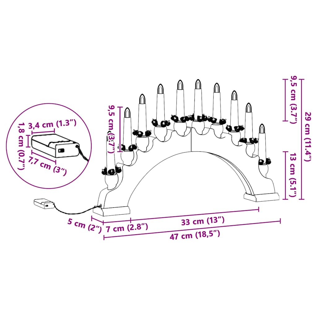 Julelys Bue Med 10 Led Lys Hvit 47 X 5 X 29 Cm Heltre Furu