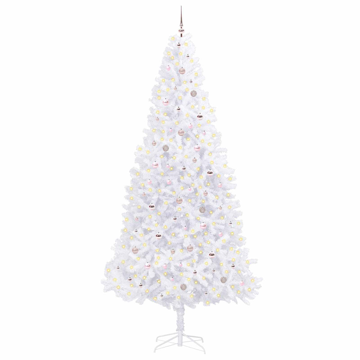 Kunstig Juletre Med 300 Led Med Stativ Hvit 300 Cm Pvc Og Stål