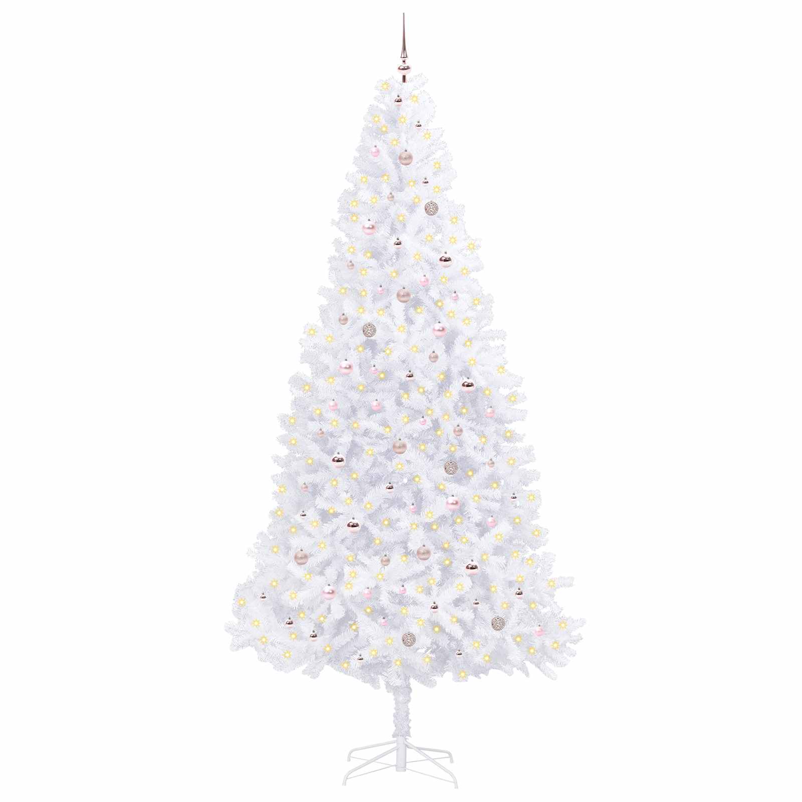 Kunstig Juletre Med 300 Led Med Stativ Hvit 300 Cm Pvc Og Stål