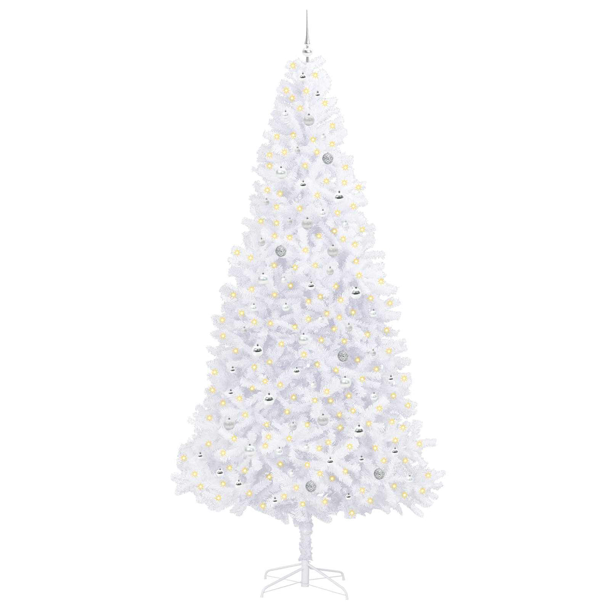 Kunstig Juletre Med 300 Led Med Stativ Hvit 300 Cm Pvc Og Stål
