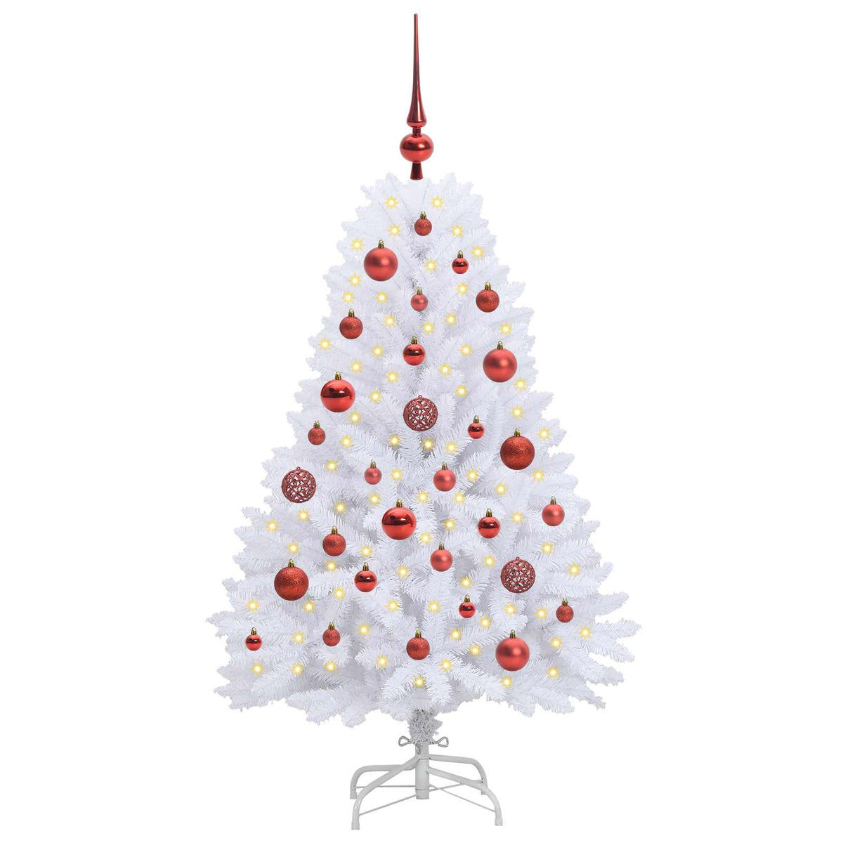 Kunstig Sammensatt Juletre Med 150 Led Hvit 120 Cm Pvc Og Stål