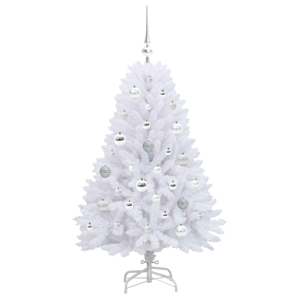 Kunstig Sammensatt Juletre Med 150 Led Hvit 120 Cm Pvc Og Stål