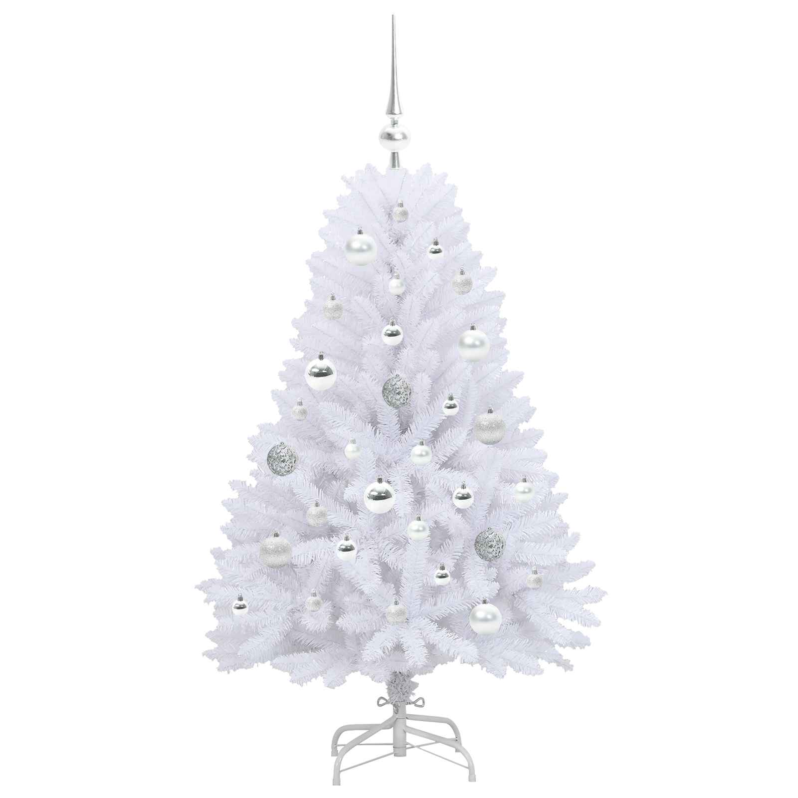 Kunstig Sammensatt Juletre Med 150 Led Hvit 120 Cm Pvc Og Stål