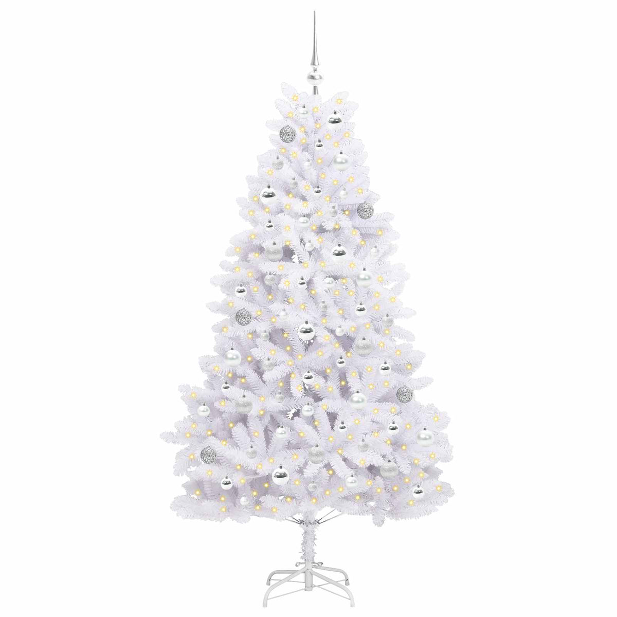 Kunstig Sammensatt Juletre Med 300 Led Hvit 180 Cm Pvc Og Stål
