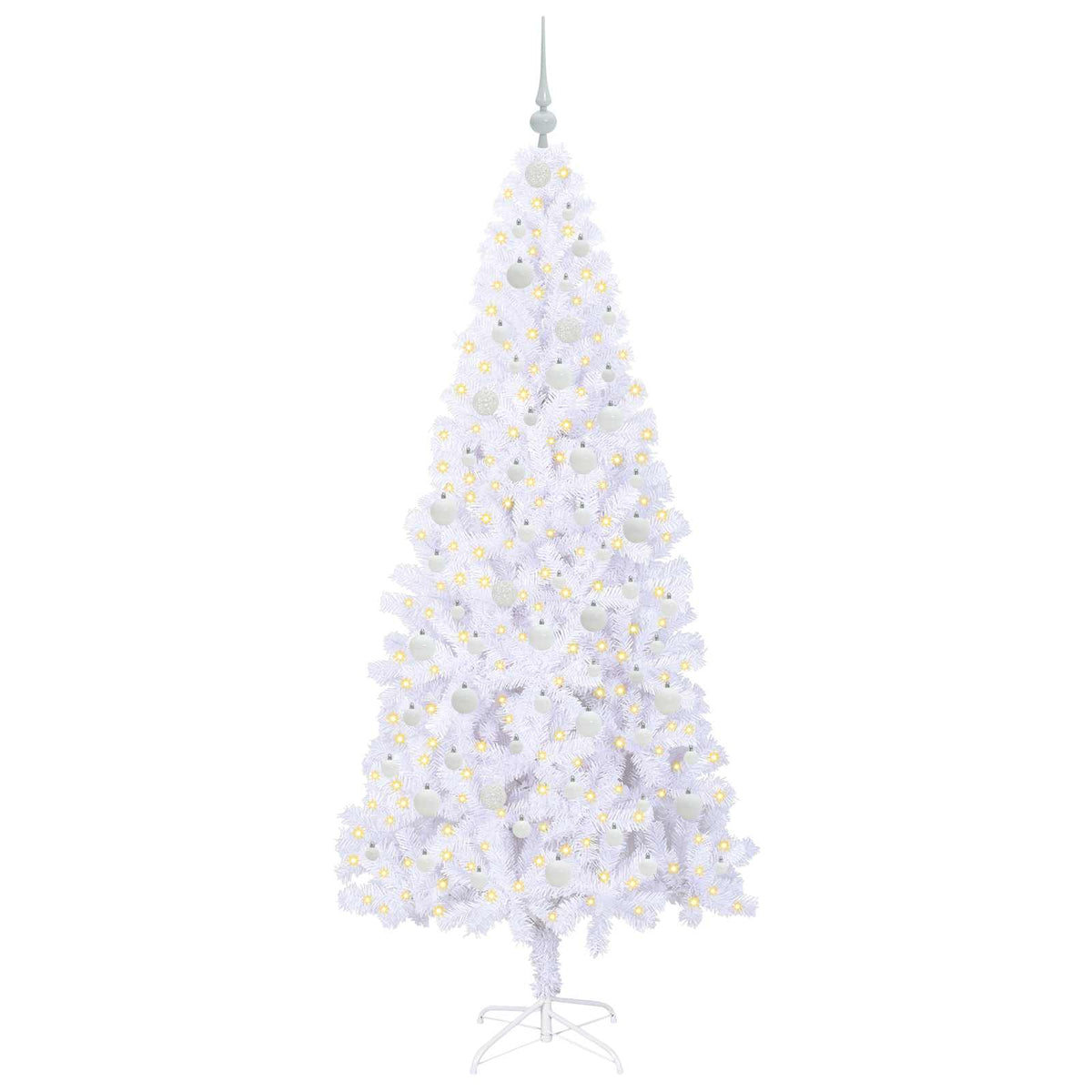Kunstig Juletre Med 300 Led Med Stativ Hvit 210 Cm Pvc Og Stål