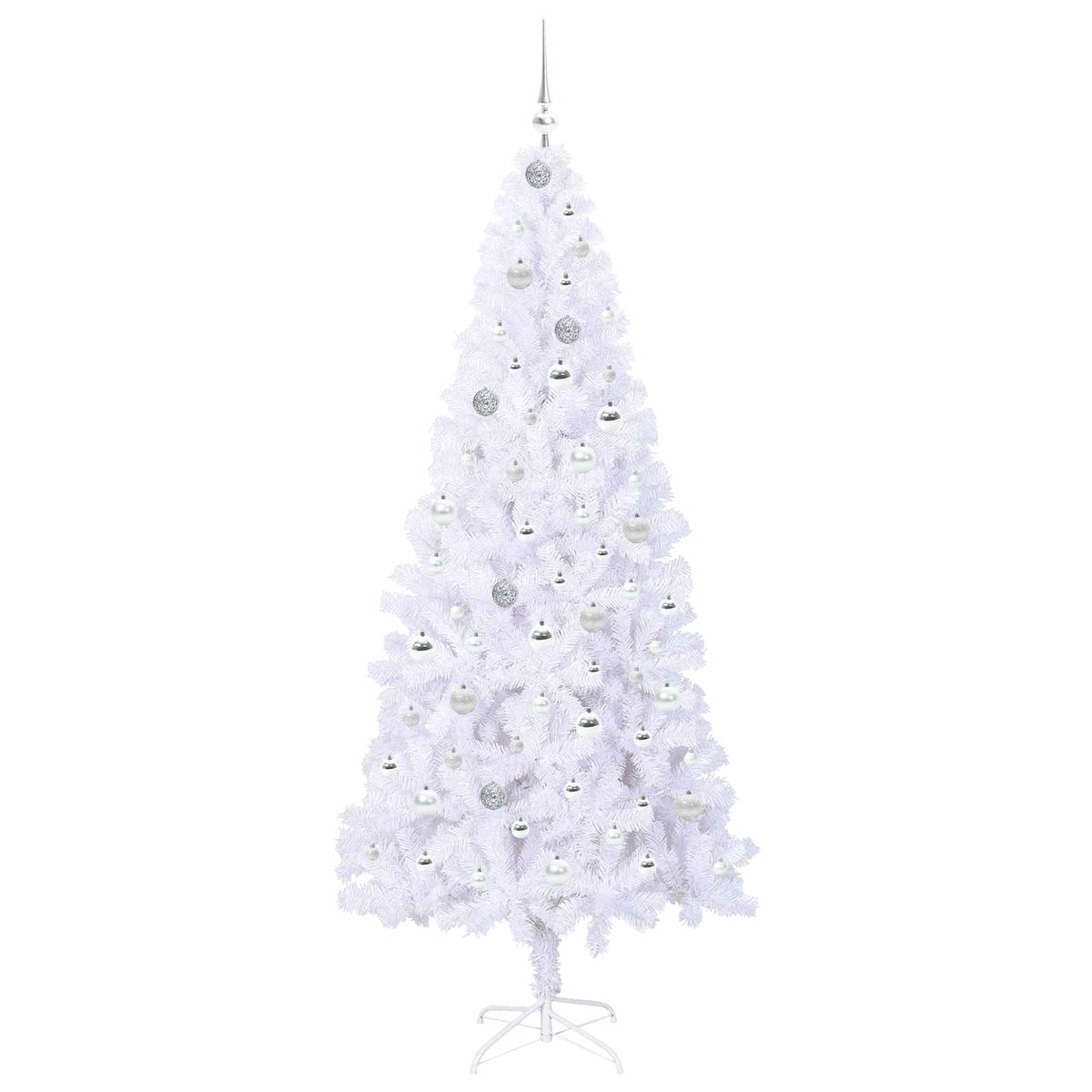 Kunstig Juletre Med 300 Led Med Stativ Hvit 210 Cm Pvc Og Stål
