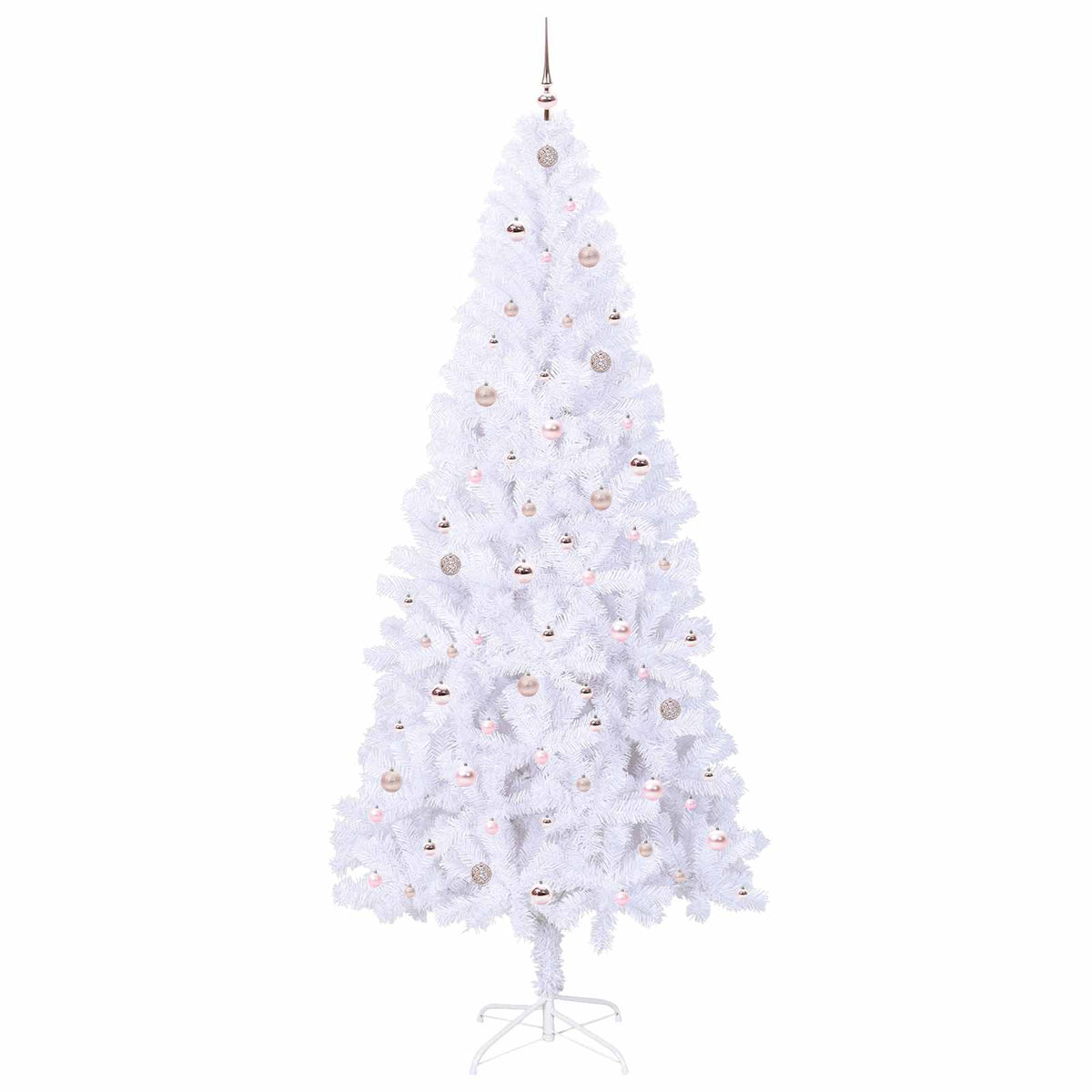 Kunstig Juletre Med 300 Led Med Stativ Hvit 240 Cm Pvc Og Stål