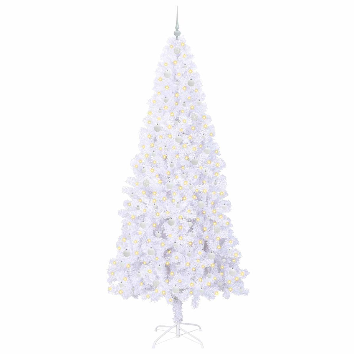Kunstig Juletre Med 300 Led Med Stativ Hvit 240 Cm Pvc Og Stål