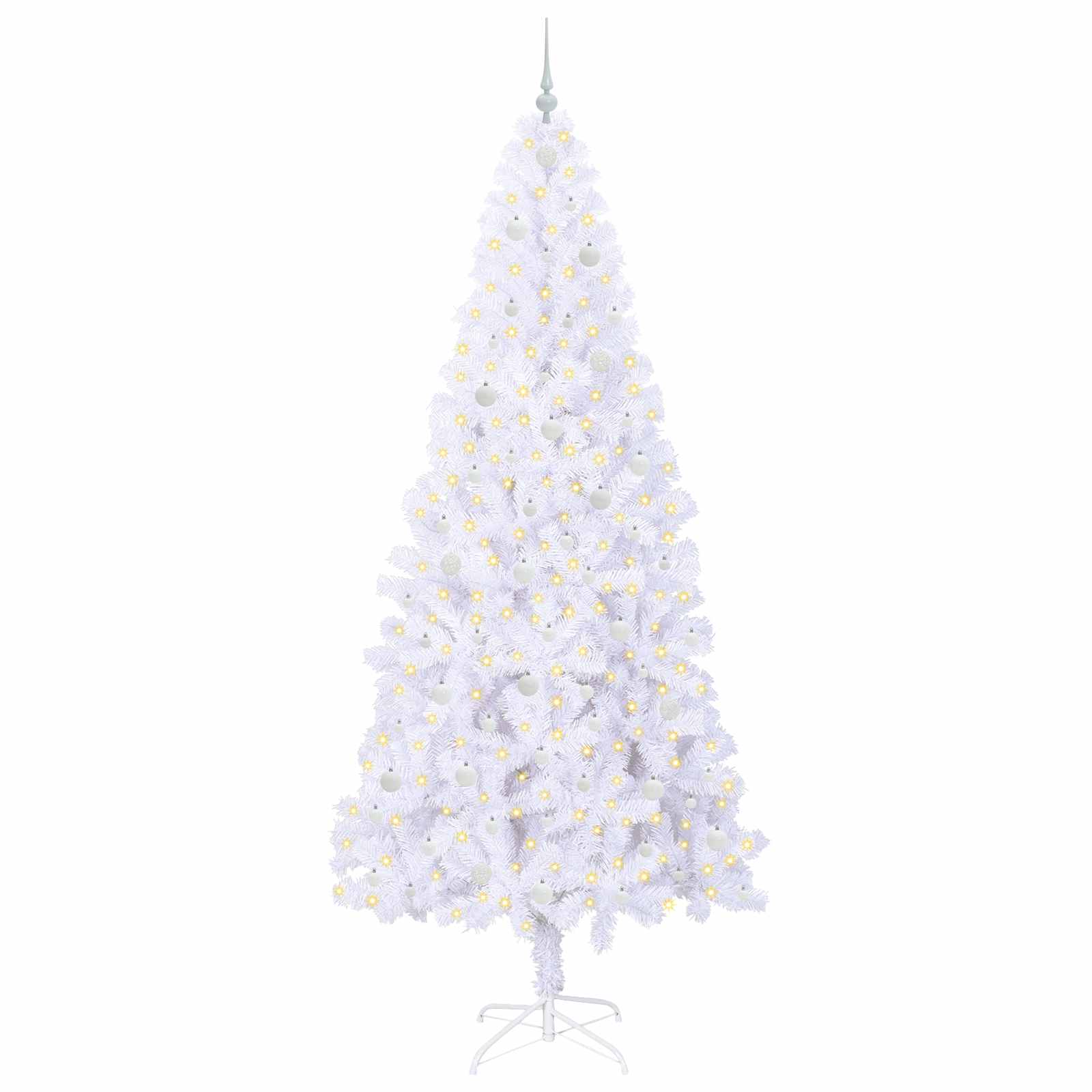 Kunstig Juletre Med 300 Led Med Stativ Hvit 240 Cm Pvc Og Stål