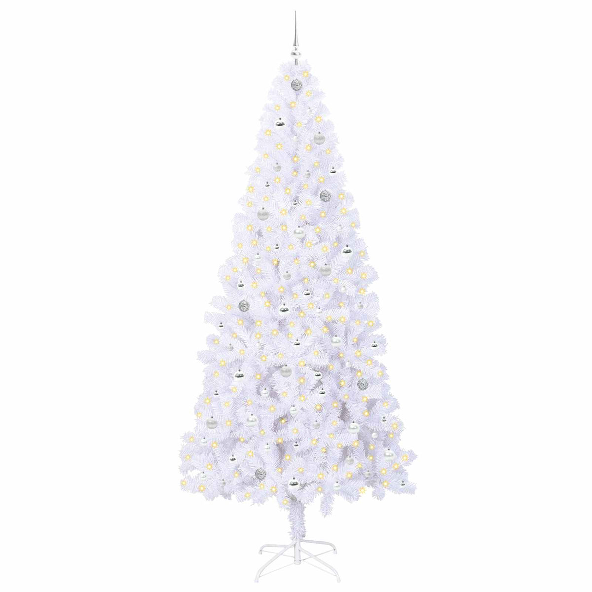 Kunstig Juletre Med 300 Led Med Stativ Hvit 240 Cm Pvc Og Stål
