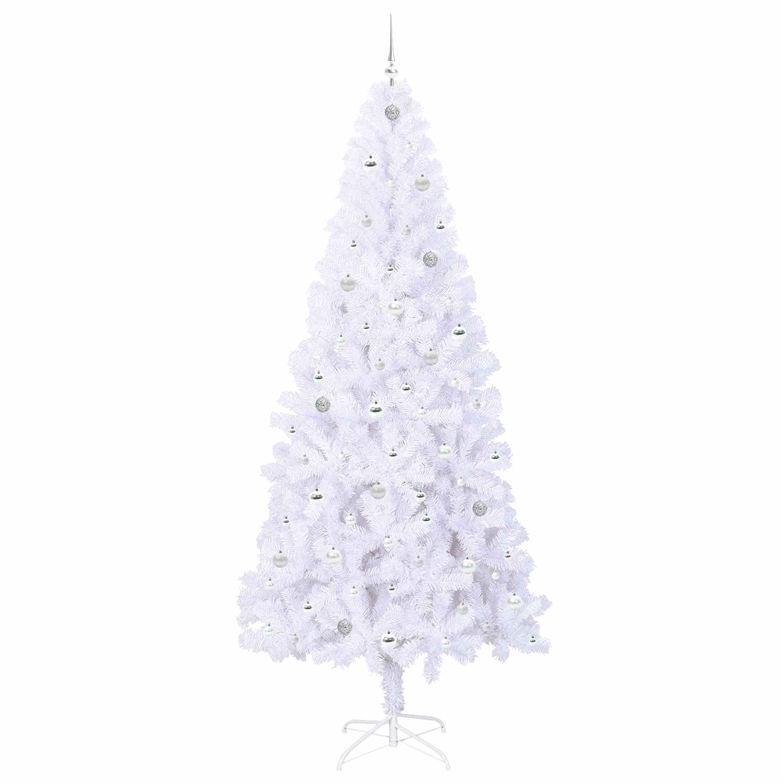 Kunstig Juletre Med 300 Led Med Stativ Hvit 240 Cm Pvc Og Stål