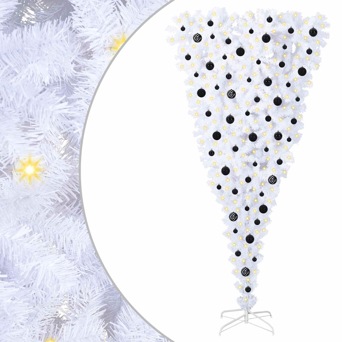 Kunstig Juletre Med 300 Led Med Stativ Hvit 210 Cm Pvc Og Stål