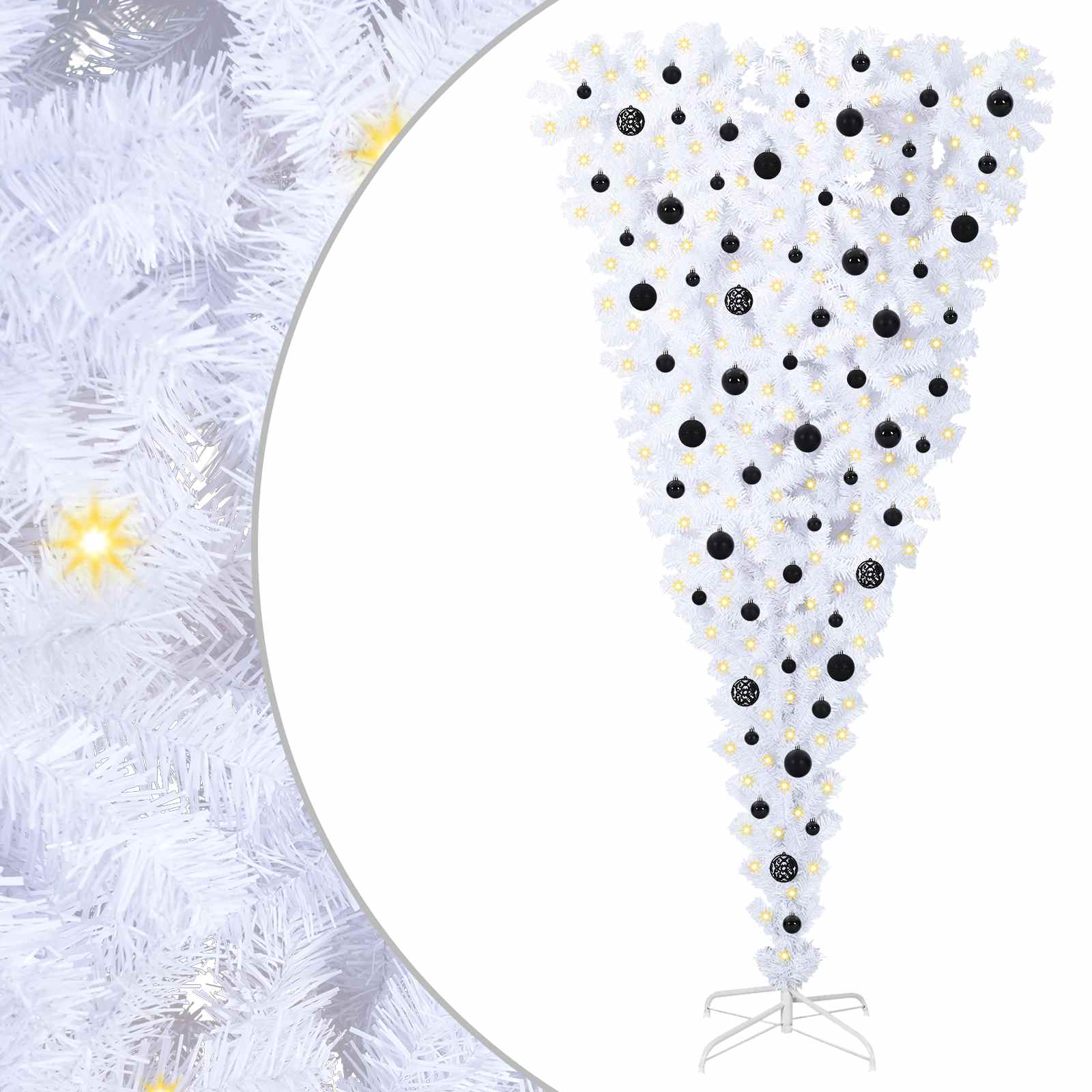 Kunstig Juletre Med 300 Led Med Stativ Hvit 210 Cm Pvc Og Stål