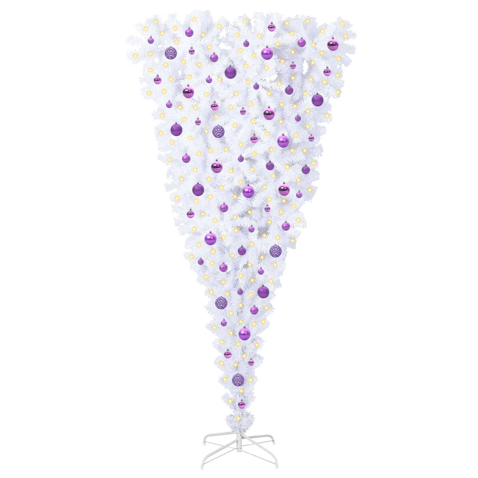 Kunstig Juletre Med 300 Led Med Stativ Hvit 210 Cm Pvc Og Stål