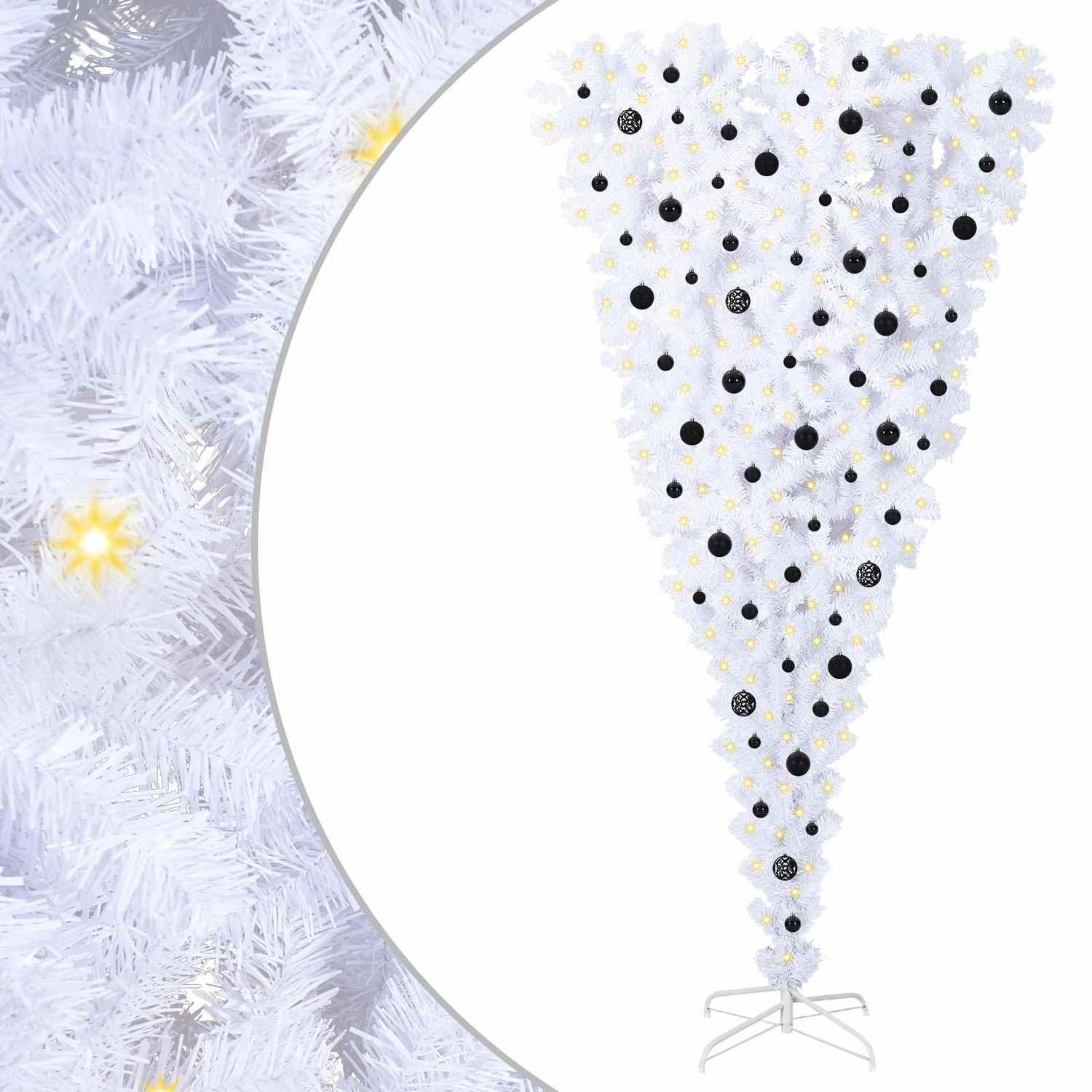 Kunstig Juletre Med 300 Led Med Stativ Hvit 240 Cm Pvc Og Stål