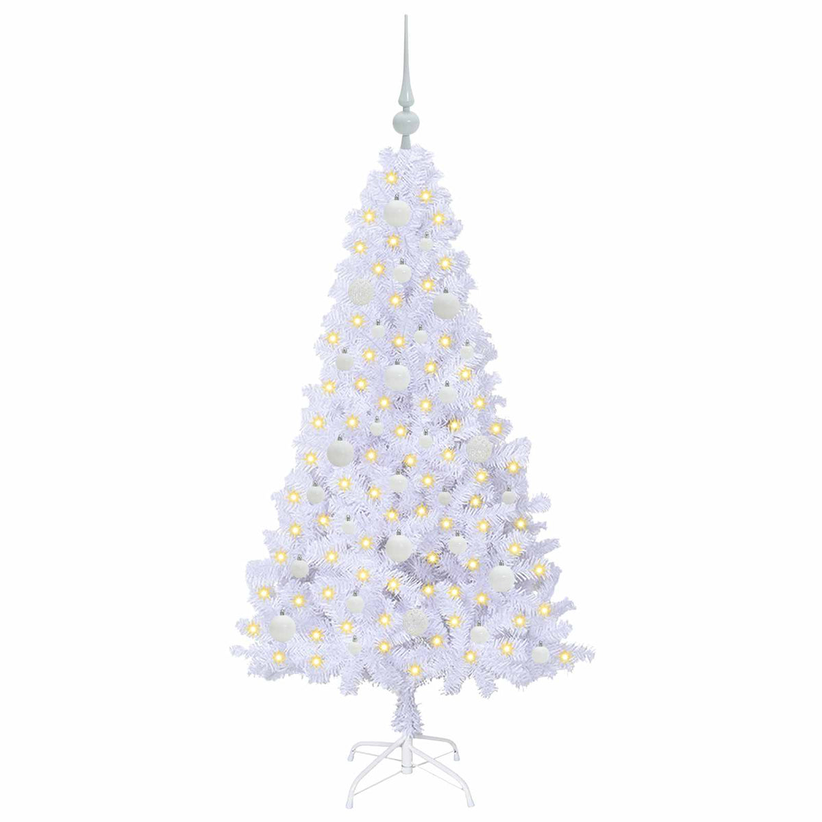 Kunstig Juletre Med 150 Led Med Stativ Hvit 150 Cm Pvc Og Stål