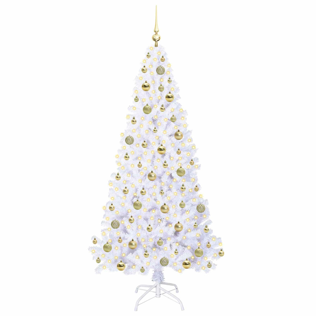 Kunstig Juletre Med 300 Led Med Stativ Hvit 180 Cm Pvc Og Stål