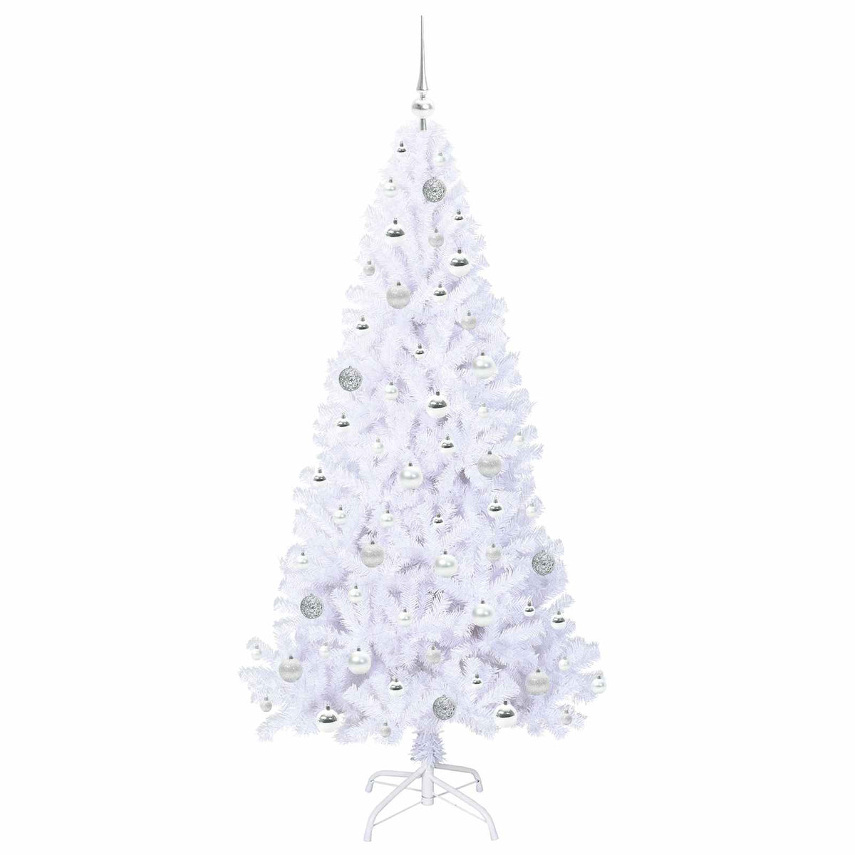 Kunstig Juletre Med 300 Led Med Stativ Hvit 180 Cm Pvc Og Stål