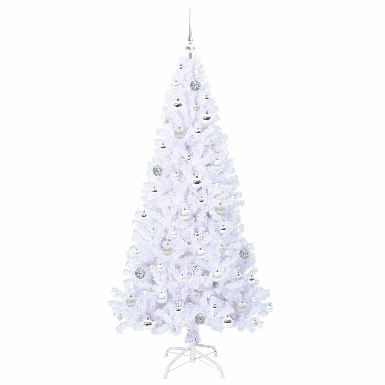 Kunstig Juletre Med 300 Led Med Stativ Hvit 180 Cm Pvc Og Stål