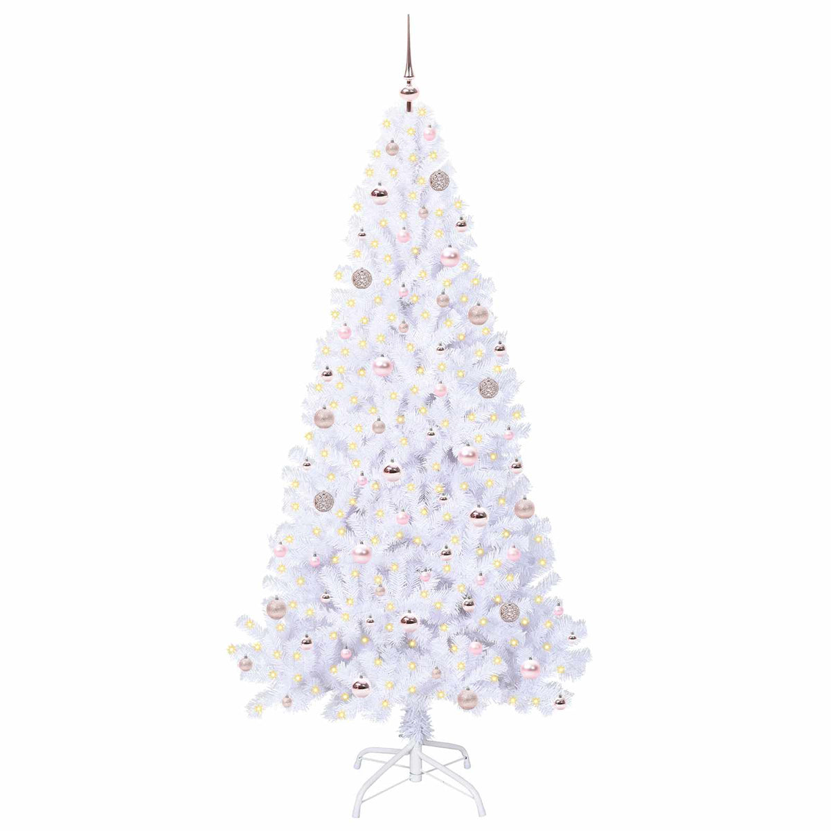 Kunstig Juletre Med 300 Led Med Stativ Hvit 210 Cm Pvc Og Stål